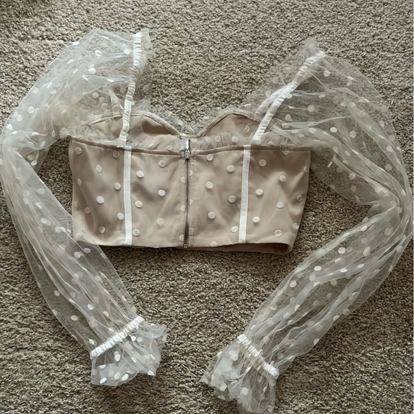 Mesh White Polka Dot Corset Top - Picture 2 of 3
